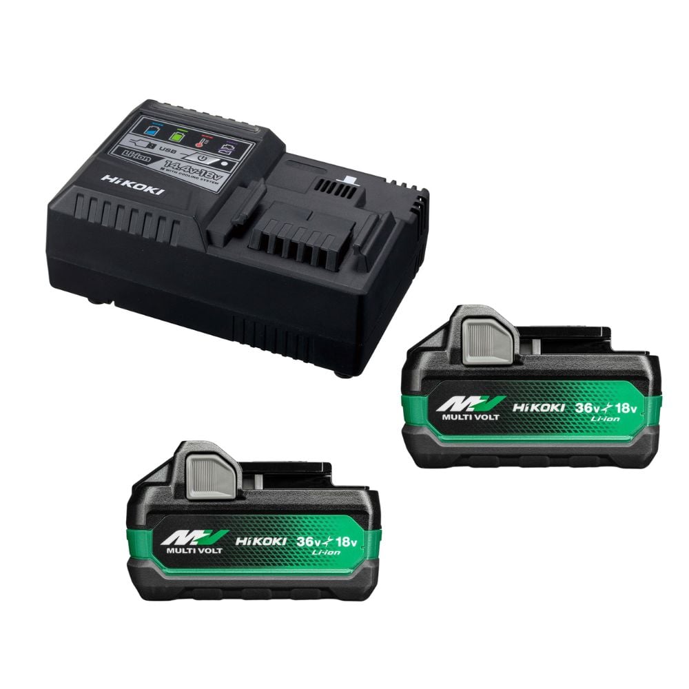 Hikoki UC18YSL3WHZ Booster Pack | 2 x Multi-Volt BSL38A18X Accu's 5Ah 18V / 2,5Ah 36V + snellader UC18YSL3