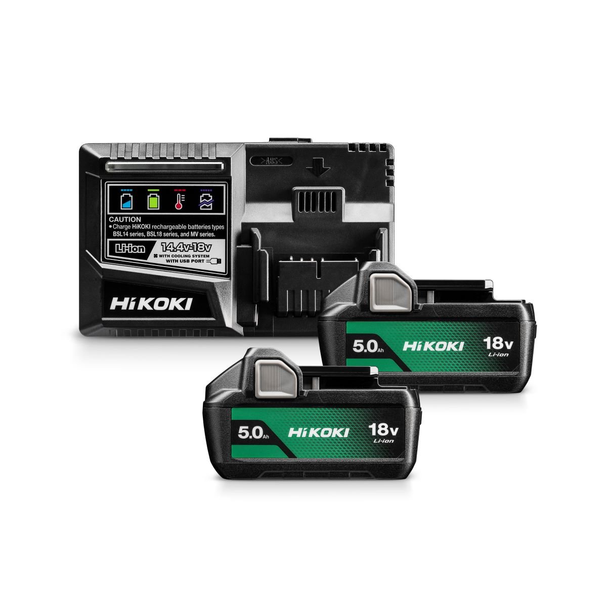 Hikoki BoosterPack 2x 5.0Ah accu BSL1850MA + Lader UC18YSL3 UC18YSL3WKZ