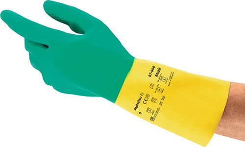 Ansell Chemicaliënhandschoen | maat 7,5-8 groen/geel | EN 388, EN 374, EN 421 | PSA-categorie III | 12 paar - 87-900-8 87-900-8 afbeelding