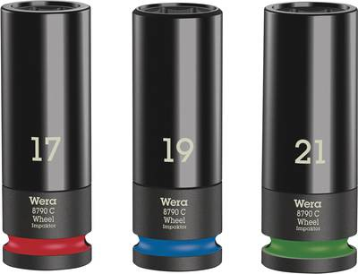 Wera Wheel Impaktor C Set 1 05004595001 Dopsleutelinzetset 17 mm, 19 mm, 21 mm 3-delig 1-2