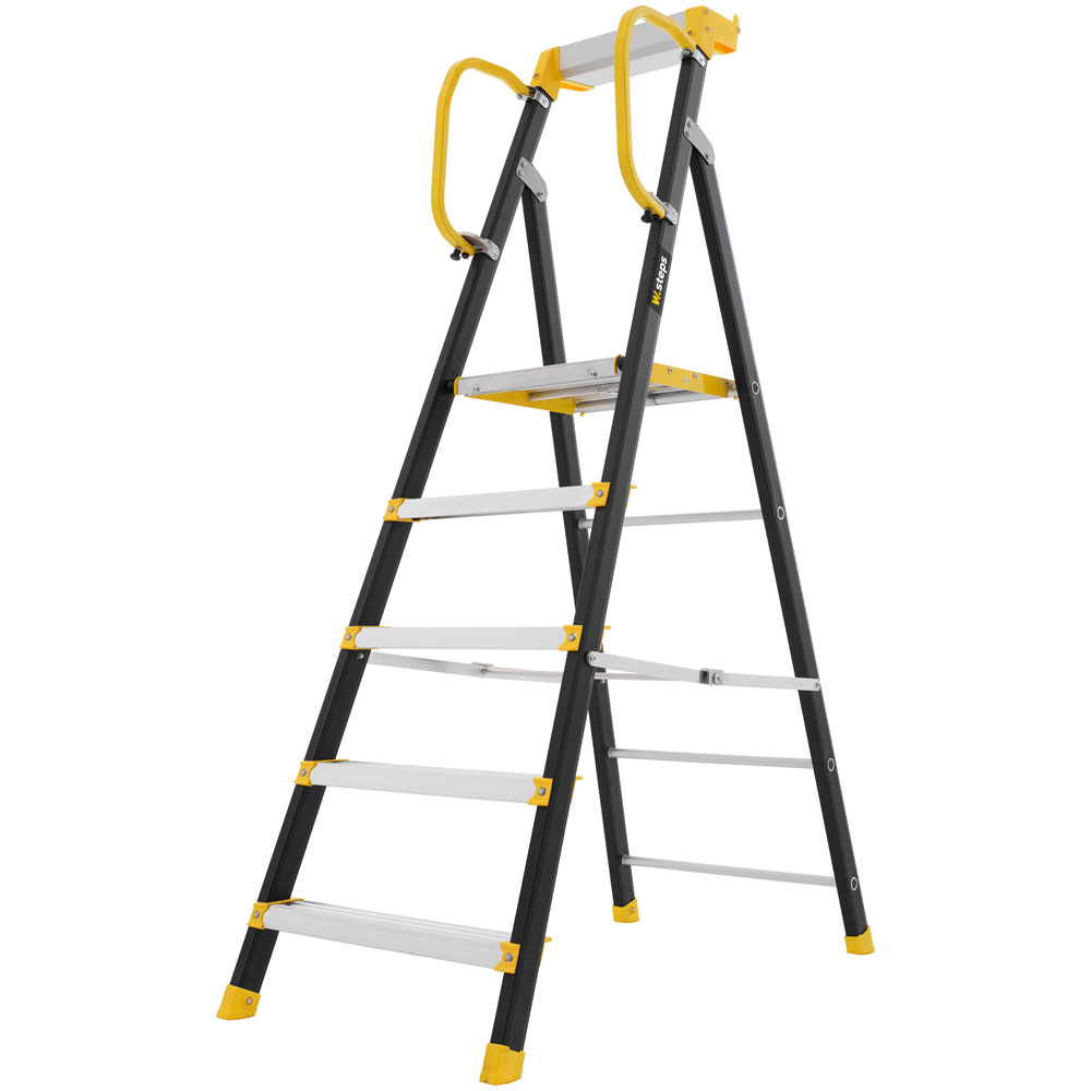W.steps Enkele trap 200P met leuning - 5 treden (1200 mm) - WI882005