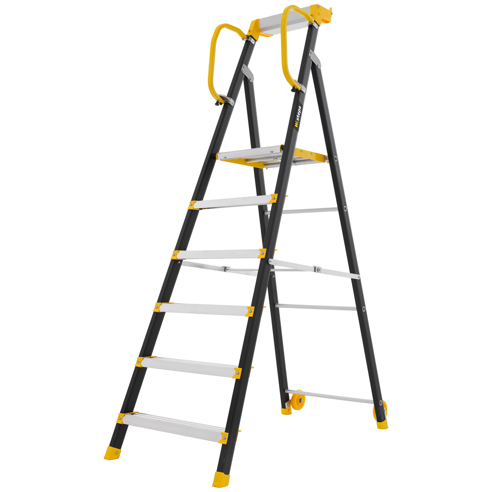 W.steps Enkele trap 200P met leuning - 6 treden (1450 mm) - WI882006