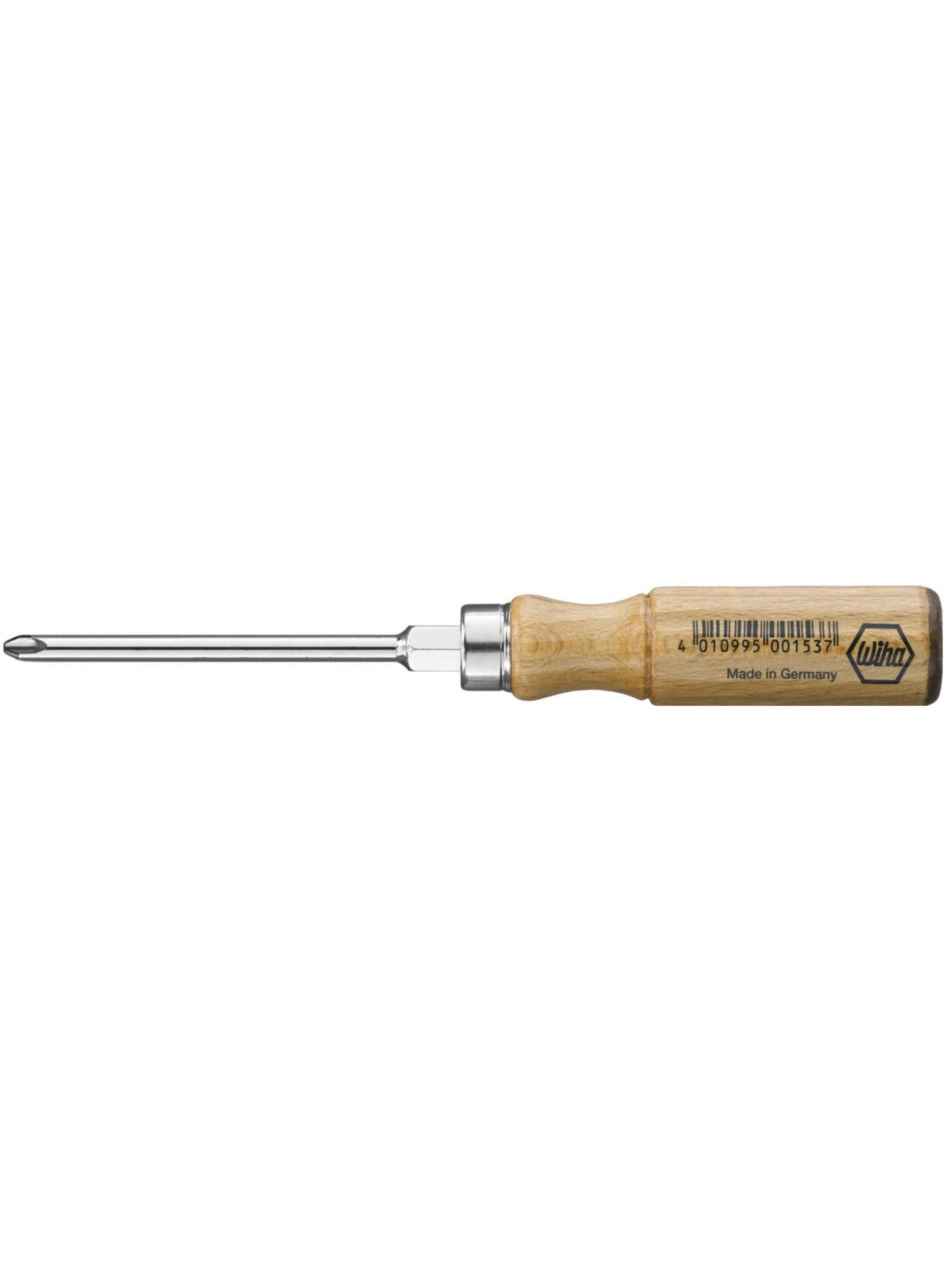 Wiha Schroevendraaier | maat PH 3 | klinglengte 150 mm | houten greep | ronde kling met 6-Kant aanzet | 1 stuk - 00059 00059