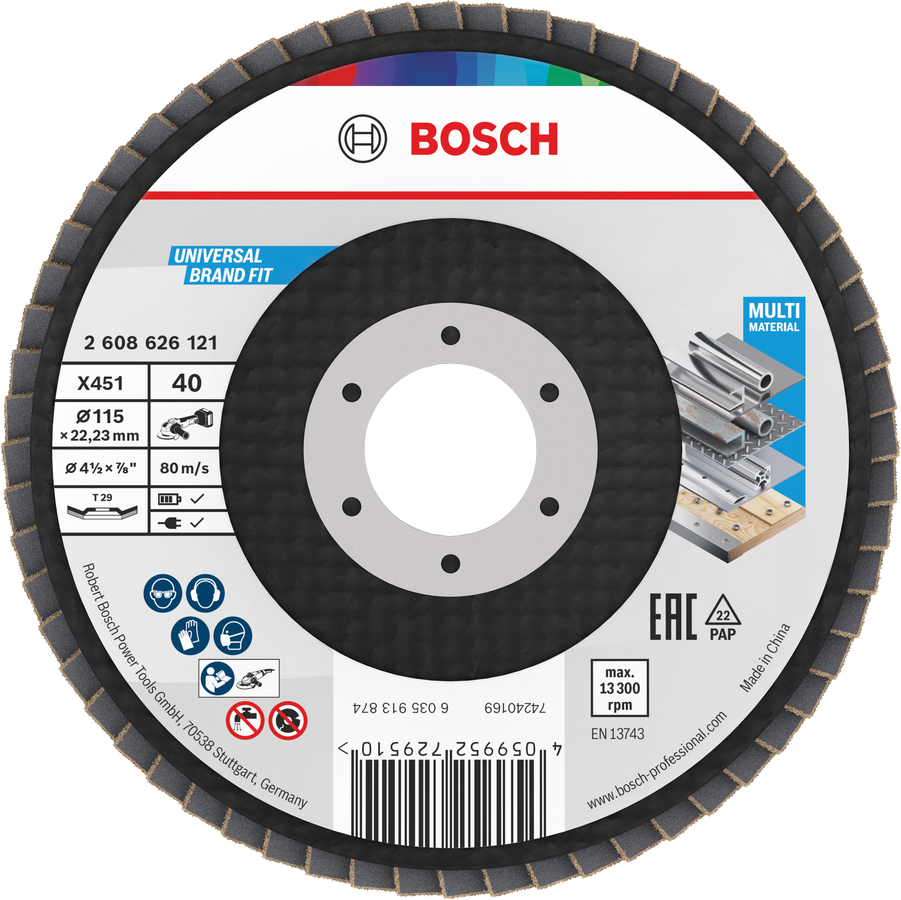 Bosch Accessoires X451 Lamellenschuurschijf | 115 x 22,23 mm | G40 | T27 | 15 stuks - 2608626171