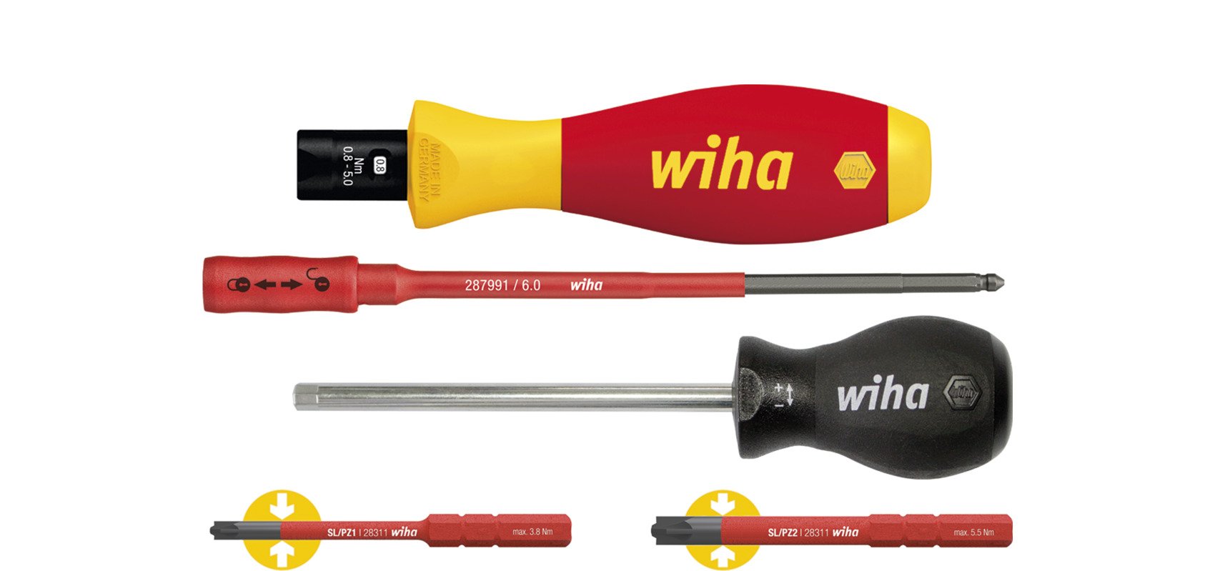 Wiha Momentschroevendraaierset TorqueVario®-S electric | 0,8-5,0 Nm | PlusMin/Pozidriv | 5-delig | variabel instelbare momentbegrenzing - 38074 -