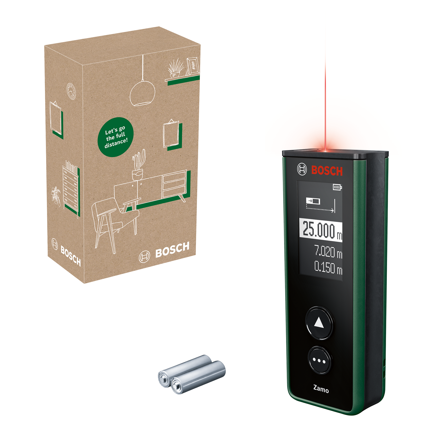 Bosch Groen Zamo Laserafstandsmeter | Inclusief Batterijen - 06036729Z0