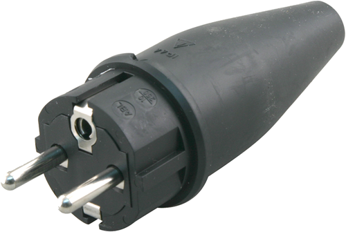 ABL Stekker | RA | Volrubber | 10/16A | Zwart - 00.110.15