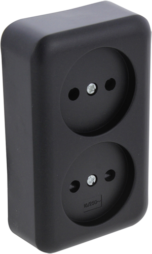 Q-Link Contactdoos | Opbouw | 2-voudig | Met Aanraakbeveiliging | Zwart - 00.945.49