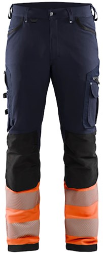 Blåkläder werkbroek met 4-weg stretch zonder spijkerzakken 11931642 | Marineblauw/Oranje | Maat 64 - 7330509842072