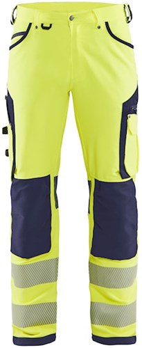 Blåkläder High-Vis werkbroek met 4-weg stretch zonder spijkerzakken 11971642 | High Vis Geel/Marineblauw | Maat 60 - 7330509840290