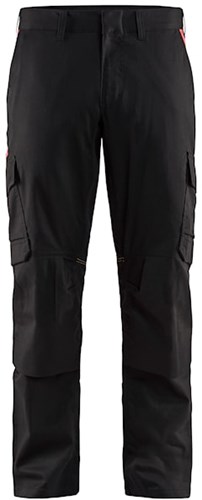 Blåkläder Industrie werkbroek stretch met kniezakken 14481832 | Zwart/Rood | Maat 46 - 7330509760482
