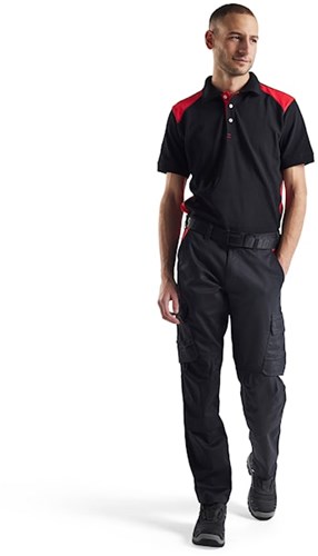 Blåkläder Industrie werkbroek stretch met kniezakken 14481832 | Zwart/Rood | Maat 46 - 7330509760482-2