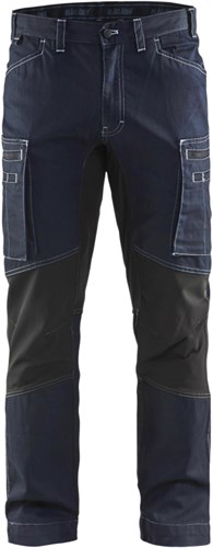 Blåkläder Service werkbroek denim stretch 14591142 | Marineblauw/Zwart | Maat 44 - 7330509485873