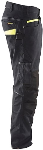 Blåkläder Service werkbroek met stretch zonder spijkerzakken 14951330 | Zwart/High-Vis Geel | Maat 52 - 7330509544341-3