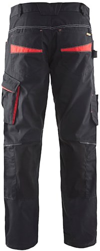 Blåkläder Service werkbroek met stretch zonder spijkerzakken 14951330 | Zwart/Rood | Maat 60 - 7330509544655-2