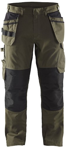 Blåkläder Service werkbroek met stretch en spijkerzakken 14961330 | Groen/Zwart | Maat 46 - 7330509547779