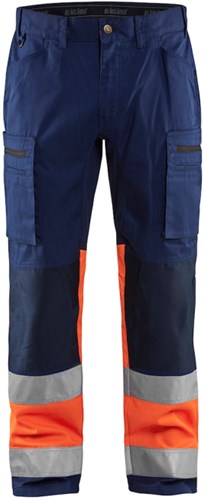 Blåkläder Werkbroek met stretch High-Vis 15511811 | Marineblauw/Oranje | Maat 50 - 7330509662953