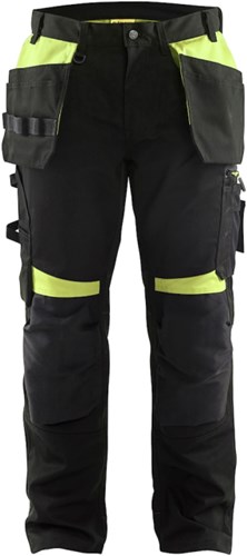Blåkläder Werkbroek met spijkerzakken 15551860 | Zwart/High Vis Geel | Maat C150 - 7330509752821