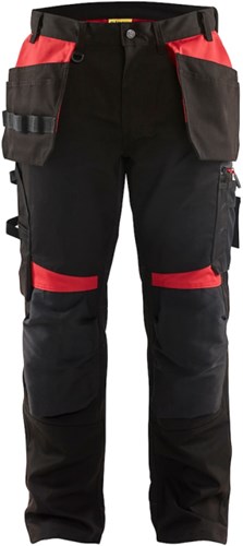Blåkläder Werkbroek met spijkerzakken 15551860 | Zwart/Rood | Maat C50 - 7330509753163