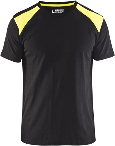Blåkläder T-Shirt bicolour 33791042 | Zwart/High-Vis Geel | Maat S - 7330509604595