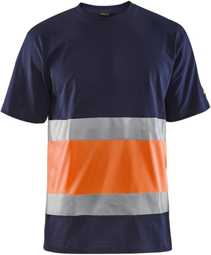 Blåkläder T-Shirt High-Vis 33871030 | Marineblauw/Oranje | Maat XXL - 7330509616307
