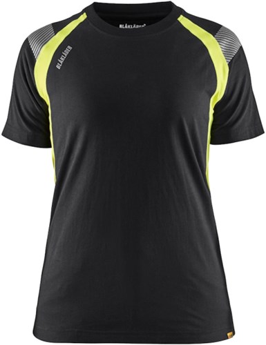 Blåkläder Dames T-Shirt Visible 34021030 | Zwart/High-Vis Geel | Maat 3XL - 7330509707418