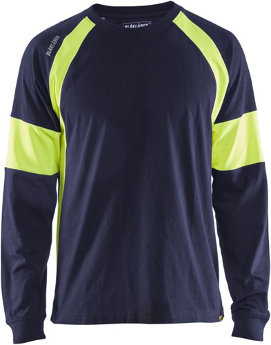 Blåkläder T-Shirt lange mouw 35201030 | Marine/High-Vis Geel | Maat L - 7330509697467