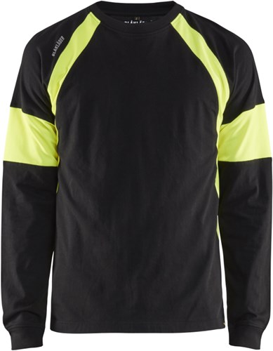 Blåkläder T-Shirt lange mouw 35201030 | Zwart/High-Vis Geel | Maat L - 7330509697542