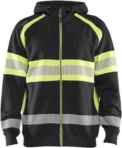 Blåkläder High-Vis Hooded Sweatshirt 35521158 | Zwart/High-Vis Geel | Maat 4XL - 7330509831106