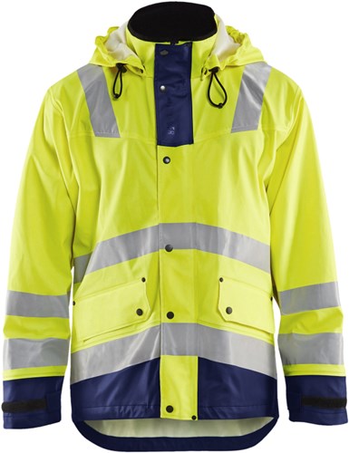 Blåkläder Regenjas High-Vis LEVEL 2 43022003 | High-Vis Geel/Marineblauw | Maat XS - 7330509570470