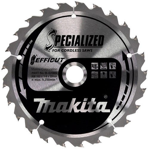 Makita Accessoires Cirkelzaagblad Hout | Efficut 165x20x1,4 25T 23g - B-62985 - B-62985