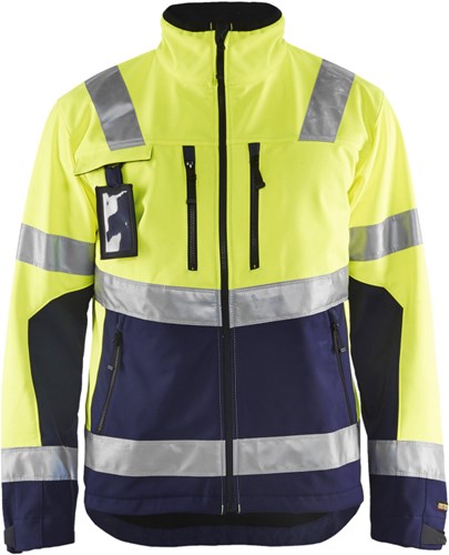 Blåkläder Softshell jack High-Vis 49002517 | High Vis Geel/Marineblauw | Maat 4XL - 7330509389959