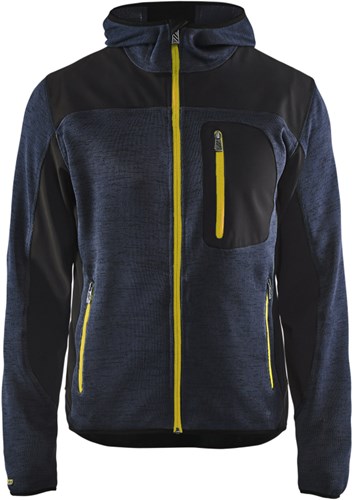 Blåkläder Gebreid vest met softshell 49302117 | Donkerblauw/Geel | Maat S - 7330509658444