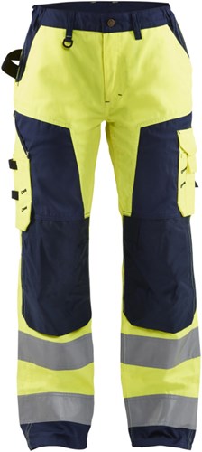 Blåkläder Dames werkbroek High-Vis zonder spijkerzakken 71551811 | High-Vis Geel/Marineblauw | Maat 34 - 7330509502013