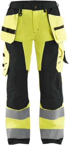Blåkläder Dames werkbroek High-Vis met spijkerzakken 71561811 | High-Vis Geel/Zwart | Maat 50 - 7330509502723