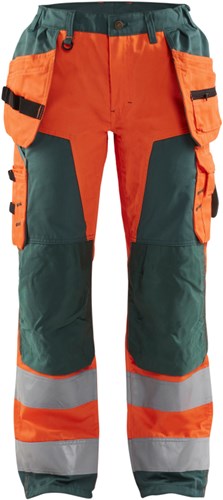 Blåkläder Dames werkbroek High-Vis met spijkerzakken 71561811 | High-Vis Oranje/Groen | Maat 36 - 7330509614808