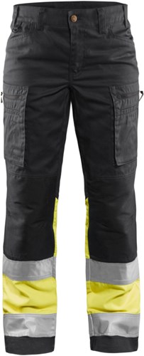 Blåkläder Dames werkbroek High-Vis met stretch 71611811 | Zwart/High-Vis Geel | Maat 34 - 7330509615713
