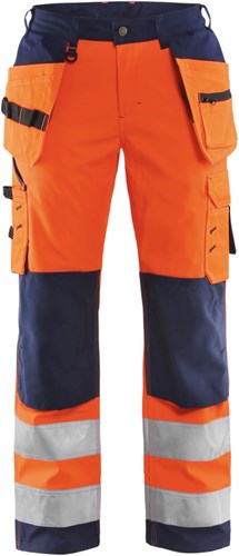 Blåkläder Dames Softshell werkbroek High-Vis 71672517 | High-Vis Oranje/Marineblauw | Maat 34 - 7330509540367