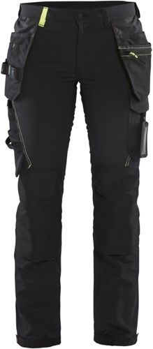 Blåkläder Dames 4-weg stretch werkbroek 71921645 | Zwart/High-Vis Geel | Maat 36 - 7330509728994