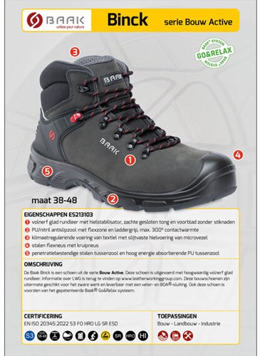 Baak Binck 213103 S3 | Zwart | Maat 39 - 4031783017004-3