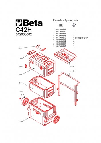 Beta C42H Trolley, drie compartementen - 042000002-2