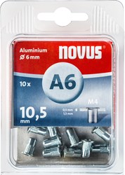 Novus Blindklinkmoer M4 X 10,5mm, Alu S | 10 stuks - 045-0041 045-0041