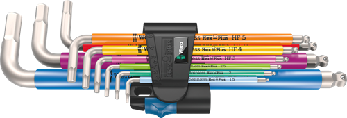 Wera 3950/9 Hex-Plus Multicolour HF Stainless 1 stiftsleutelset | metrisch | RVS | met vasthoudfunctie | 9-delig - 05022699001