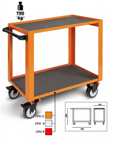 Beta CP51 Grijs Magazijnwagen | 2 Plateaus - 051000502