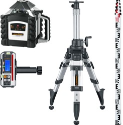 Quadrum M350 S Set 2 | Volautomatische rotatielaser | Laserontvanger SensoMaster M350 | Krukstatief P 175 cm | Telescopische nivelleerlat 5 m