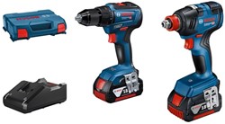 Bosch Blauw Combopack | GDX 18V-200 Accu-slag(moer)schroevendraaier + GSR 18V-55 Accu-schroefboormachine | 18V | 2 x 4.0 Ah accu + lader | in L-Case - 06019J2207