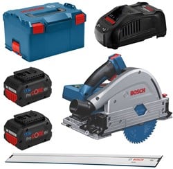 Bosch Blauw GKT 18V-52 GC Professional Accu-invalzaag BITURBO L-Boxx | 2x 5.5Ah accu's + geleiderail - 0615990M0A