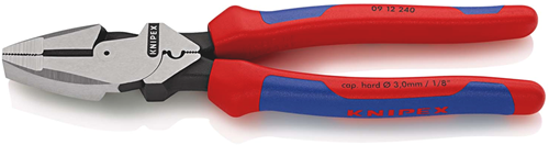 Knipex Kracht-kombitang "Lineman's Pliers" Amerikaans model | Meer-componentengrepen | Zwart geatramenteerd | Lengte 240 mm | Zelfbedieningskaart/blister - 09 12 240 SB
