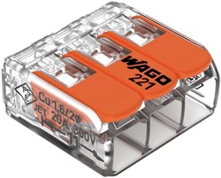 WAGO Lasklem hersluitbaar 3-voudig max.4qmm 221-413 | doos 50 stuks - 4047213