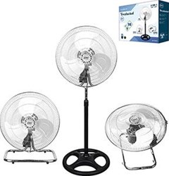 EDM Statief/vloer/wandventilator 45cm draaiend 80W chroom/zwart - 8652590